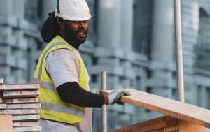 Construction worker with green CSCS card