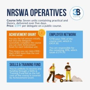 Infographic explaining that CITB Achievement Grant is the best funding route for NRSWA Operatives training.