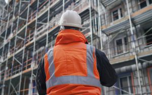 Scaffolder completing a scaffold inspection