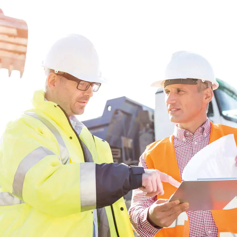 Construction Workers completing a risk assessment for the Level 3 in Occupational Health and Safety